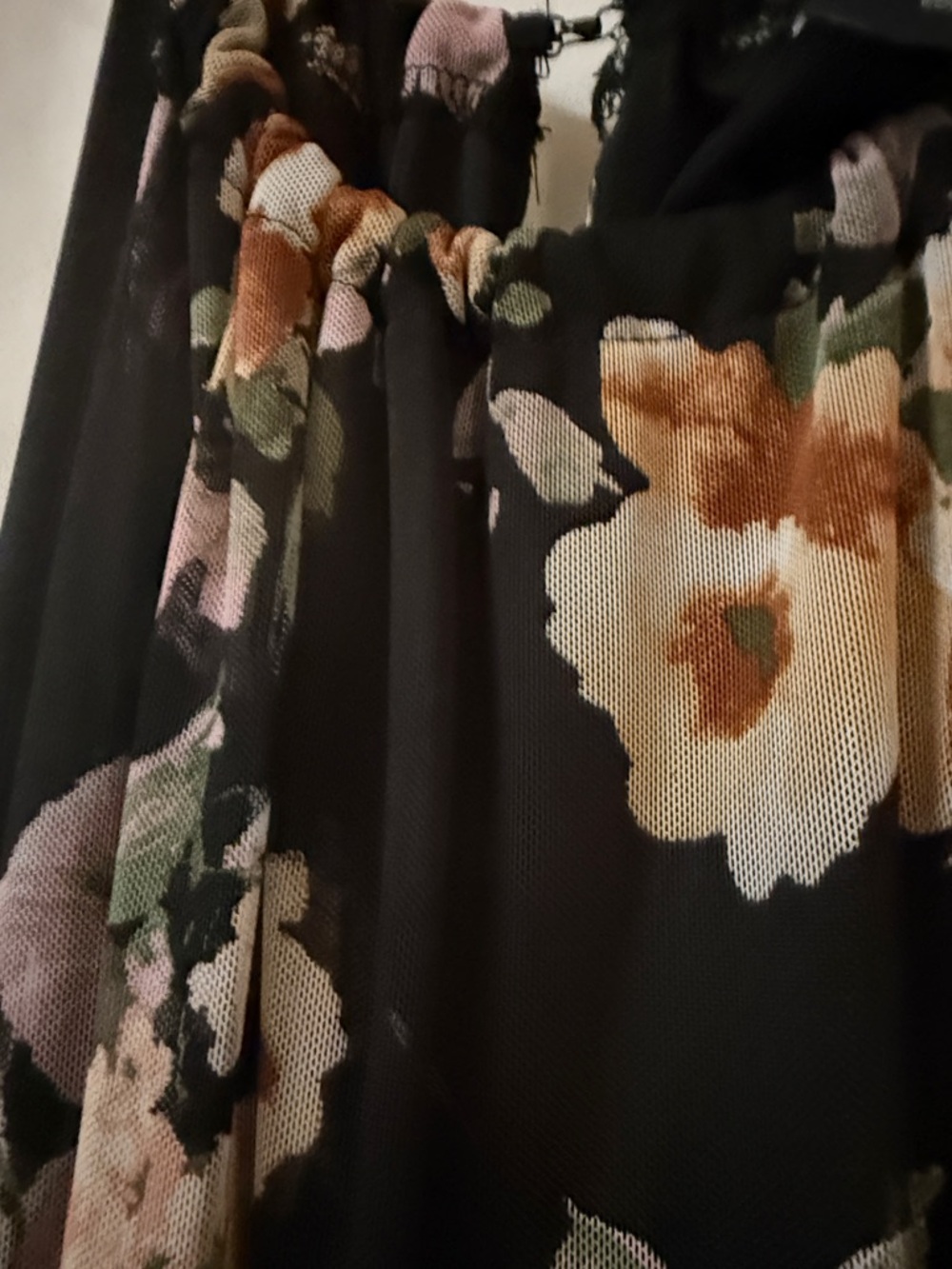 Black Floral Slip Dress with Spaghetti Straps - Picture 3 of 3